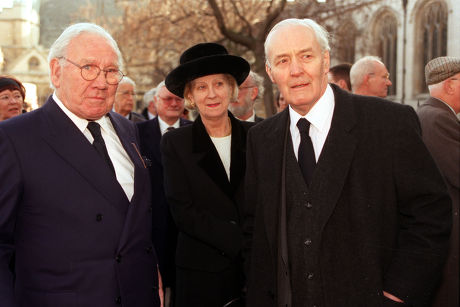 Lord King Pamela Powell And Tony Benn Pictured Outside St. Margaret's In Westminster London Where The Funeral Of Politician Enoch Powell Was Held.