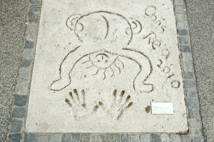 A view of Chris Rea handprints and signature in concrete at the Munich Olympic Walk Of Stars in Olympic Park, Munich, Germany - 06 May 2017