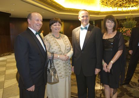 Irish Health Minister Mary Harney at a dinner with husband Brian Geoghegan and New Zealand Prime Minister John Key and his wife Bronagh, Auckland, New Zealand - 13 Mar 2010