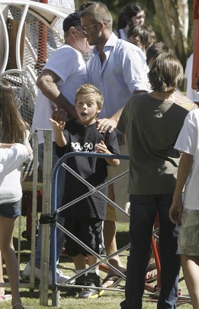 EXCLUSIVE: David Beckham with sons at a school carnival in Bel Air, Ca, California, USA - 07 Oct 2007