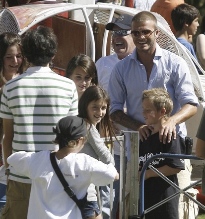 EXCLUSIVE: David Beckham with sons at a school carnival in Bel Air, Ca, California, USA - 07 Oct 2007