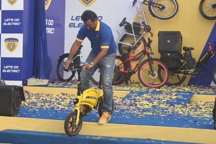 Tennis Player Leander Paes At The Launch Of Motovolt Mobility Smart E-Cycles, Kolkata, West Bengal, India - 11 Dec 2020