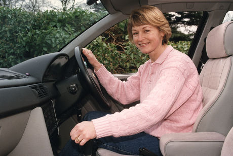Sue Cook. Television Presenter Driving Car.