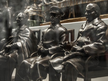 Statuettes of Roosevelt, Stalin and Churchill in Moscow, Russia - 20 Dec 2020