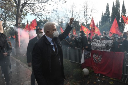 Protest rally ahead of a vote for the amendments of Law on Religious Freedoms in Podgorica, Montenegro - 28 Dec 2020