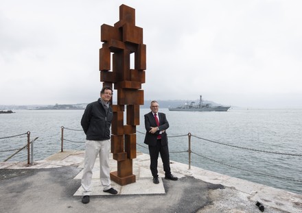 Sir Antony Gormley with his latest work 'Look ll ' on West Hoe Pier,  Plymouth, UK - 22 Sep 2020
