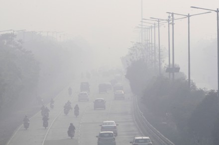 Vehicle On Noida Expressway On Foggy Editorial Stock Photo - Stock ...