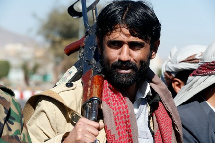 Houthisallied Tribesman Carries Gun During Rally Editorial Stock Photo ...