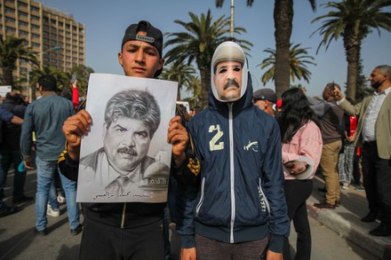Protest amid the 8th anniversary of the assassination of Chokri Belaid, Tunis, Tunisia - 06 Feb 2021