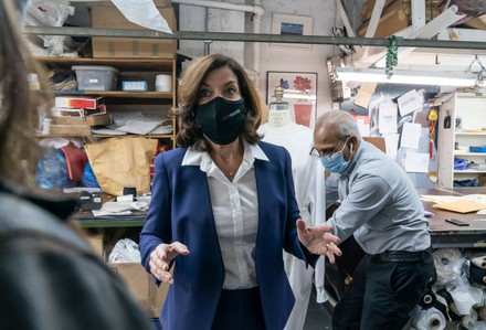 LG Kathy Hochul tours Women-Owned Nonprofit Garment District for Gowns Manufacturing PPE, New York, United States - 10 Feb 2021