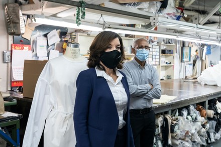 LG Kathy Hochul tours Women-Owned Nonprofit Garment District for Gowns Manufacturing PPE, New York, United States - 10 Feb 2021