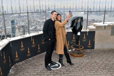 Tayshia Adams and Zac Clark visit the Empire State Building, New York, USA - 12 Feb 2021