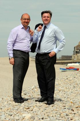 Ed Balls and Jim Knight on Chesil Beach, Dorset, Britain - 28 Apr 2010