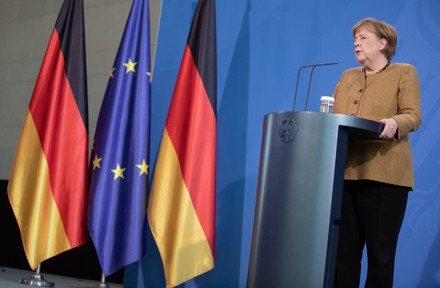 Chancellor Germany Angela Merkel Video Conference Editorial Stock Photo