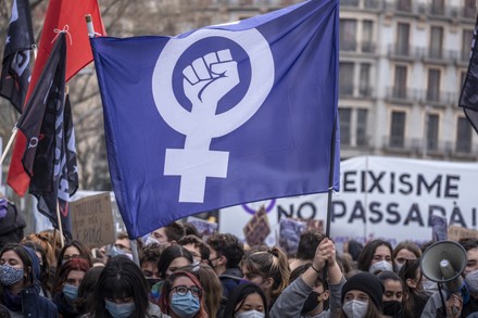 Feminist demonstration in Barcelona, Spain - 08 Mar 2021