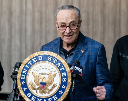 Senate Majority Leader Chuck Schumer Holds Editorial Stock Photo ...