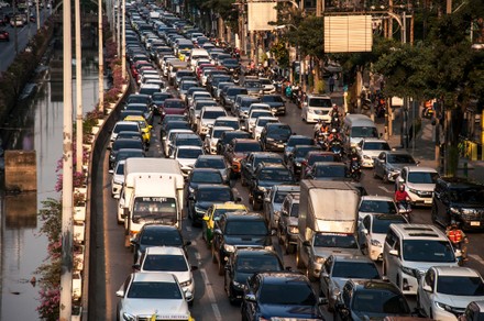 View Long Traffic Jam Sathorn Intersection Editorial Stock Photo ...