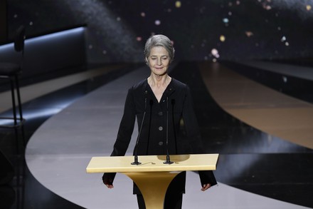 English actress Charlotte Rampling delivers a speech at 46th Cesar Film Awards 2021 ceremony at l'Olympia in Paris on March 12, 2021 in Paris, France.