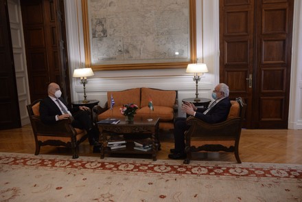 GR Minister of Foreign Affairs met with Palestinian Minister, Athens, Attiki, Greece - 16 Mar 2021