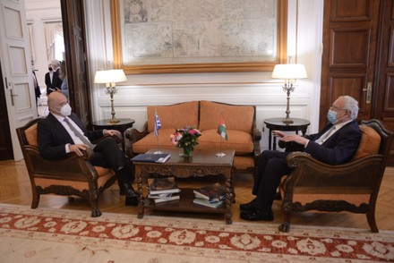 GR Minister of Foreign Affairs met with Palestinian Minister, Athens, Attiki, Greece - 16 Mar 2021