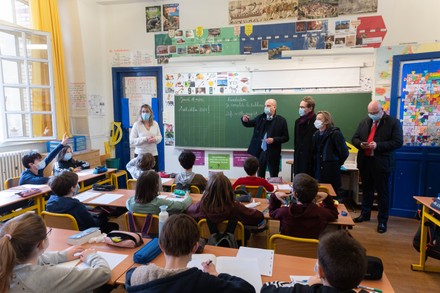 Blanquer visits Arbalete elementary school, Paris, France - 18 Mar 2021