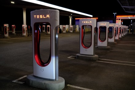 Tesla Superchargers Baker California Editorial Stock Photo - Stock ...