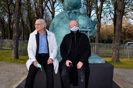 Philippe Geluck exhibits on the Champs-Elysees, Paris, France - 25 Mar 2021