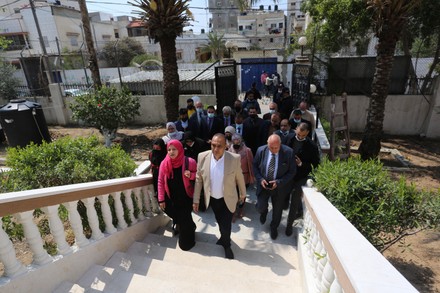 A delegation from the Independent Electoral List, headed by former PA prime minister Salam Fayyad, register party lists for parliamentary election, at the Central Elections Commission's office, Gaza city, Gaza Strip, Palestinian Territory - 31 Mar 2021