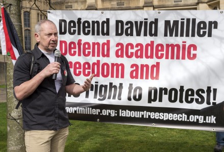 ; Bristol, UK. Dr. ELDIN FAHMY speaks at a coalition of Labour Left organisations including Labour Campaign for Free Speech and speakers hold a lobby in defence of academic freedom and Professor David Miller outside Bristol University. Around 50 protesters assembled at 2pm outside the Wills Memorial Building to express solidarity and support for Professor Miller who has been suspended by the University of Bristol over allegations of anti-semitism. Speakers included Dr. Eldin Fahmy, Senior Lecturer of Policy Studies at University of Bristol, Sandy Kennedy, a former graduate from Bristol University, who has worked in an Israeli Kibbutz, and there were messages of support from Roger Waters, Alexei Sayle, Chris Williamson MP, Ken Loach, and Jonathan Cook.
