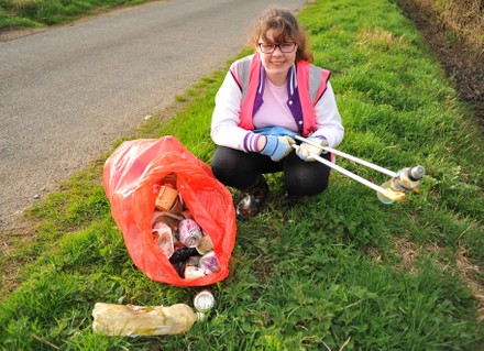 Picking litter for Lent, Fairford, Gloucestershire, UK - 03 Apr 2021