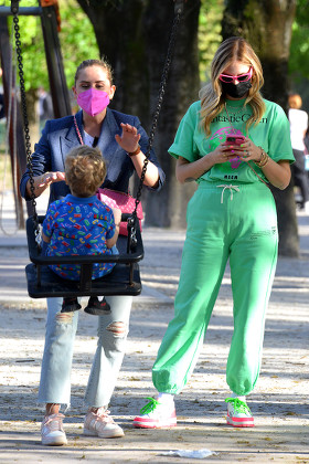 Chiara Ferragni and son at Sempione Park, Milan, Italy - 05 Apr 2021