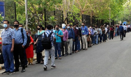 Commuters Stand Long Queue Outside Patel Editorial Stock Photo - Stock ...