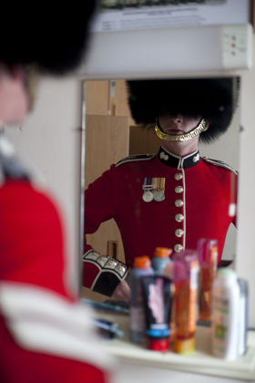 The Grenadier Guards prepare for Trooping the Colour on the Queen's Birthday, Wellington Barracks, London, Britain - 19 May 2010