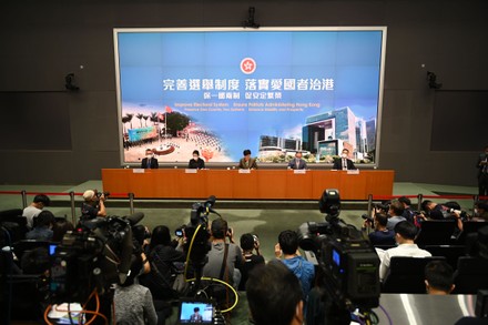 Hong Kong Government Press Conference On Improving Electoral System, China - 13 Apr 2021