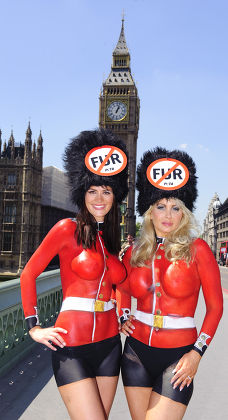 Peta protest against the use of real bear skins by the Queen's Guards, Westminster Bridge, London, Britain - 24 May 2010