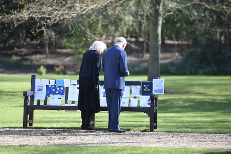 Prince Charles and Camilla Duchess of Cornwall visit the gardens of Marlborough House, London, UK - 15 Apr 2021