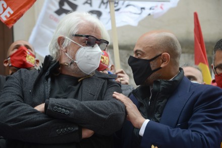Demonstration to ask for the reintegration of Riccardo Cristello, Rome, Italy - 22 Apr 2021