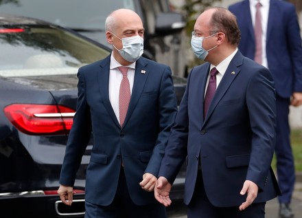 Georgia's Foreign Minister David Zalkaliani arrives to join trilateral meeting of Romanian, Poland and Turkey foreign ministers meeting, Bucharest, Romania - 23 Apr 2021