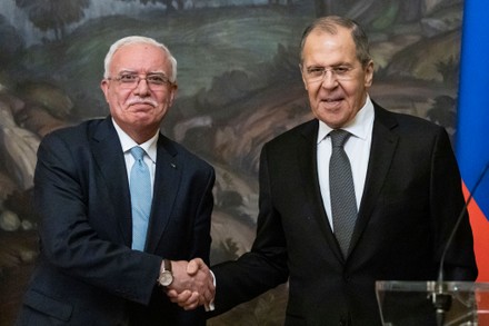 Russian Foreign Minister Sergei Lavrov meets with Palestinian Foreign Minister Riyad Al-Maliki, Moscow, Russian Federation - 05 May 2021