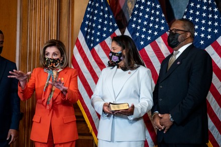 Speaker of the United States House of Representatives Nancy Pelosi (Democrat of California) holds a ceremonial swearing-in for United States Representative-elect Troy Carter (Democrat of Louisiana), Washington, District of Columbia, USA - 11 May 2021