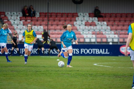 Chelsey Jukes (#2 Blackburn Rovers) warms up before the FA Womens Cup game between Blackburn Rovers and Charlton at The County Ground in Leyland, England