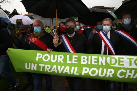 Jean-Luc Melenchon organized a march before his meeting, Aubin, France - 16 May 2021