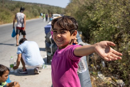 Smiling Girl Near Moria Refugee Camp Editorial Stock Photo - Stock ...