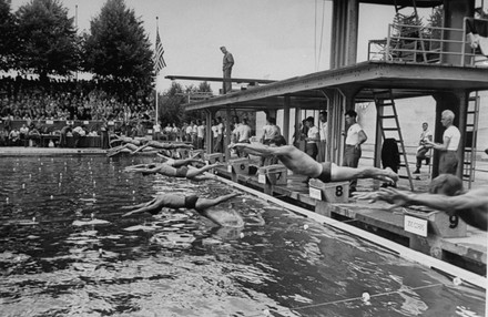 Men Diving Into Pool During Swimming Editorial Stock Photo - Stock ...