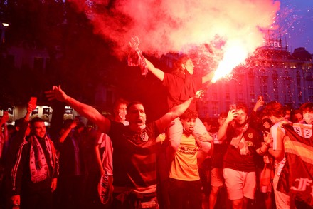Atletico Madrid Fans Party Streets Capital Editorial Stock Photo ...