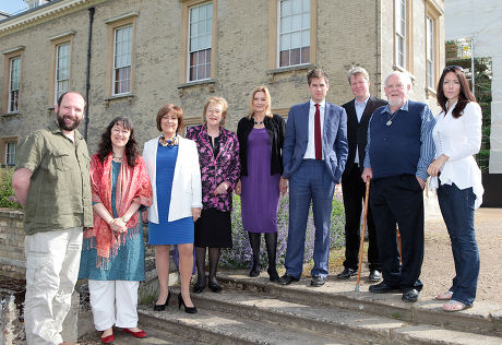 Lineup of speakers. L-R. Gerald Dickens, Suzi Feay, Lynda Bellingham, Lady Antonia Fraser, Helen Rappaport, Patrick Hennessey, Earl Spencer, Joss Ackland and Fiona Lindsay