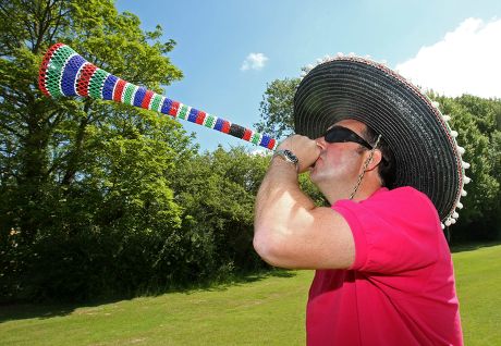 David Broughton, aka 'Mr Vuvuzela', salesman who has introduced vuvuzelas to Britain - 16 Jun 2010