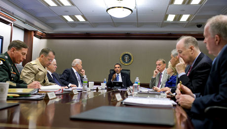United States President Barack Obama meets with his national security team on Afghanistan and Pakistan in the Situation Room of the White House, Washington DC, America - 23 Jun 2010