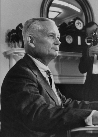 Presidential Assistant Sherman Adams Reading His Editorial Stock Photo