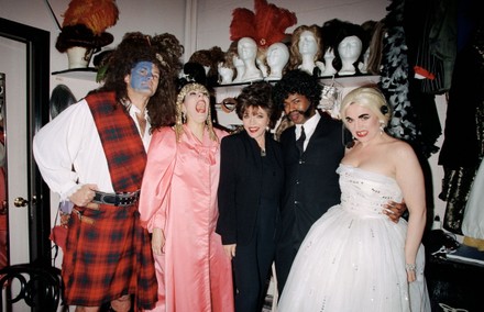 Joan Collins, Donna English, Christine Pedi and Tom Plotkin at the Forbidden Broadway